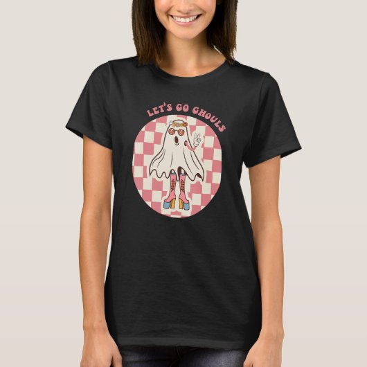 Laten we gaan Ghouls Disco Ball Ghost Spooky Hallo T-shirt (Voorkant)
