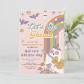 Laten we gaan Ghouls Groovy Halloween Ghost Verjaa Kaart (Staand voorkant)