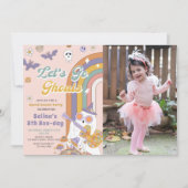 Laten we gaan Ghouls Groovy Halloween Ghost Verjaa Kaart (Voorkant)