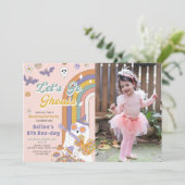 Laten we gaan Ghouls Groovy Halloween Ghost Verjaa Kaart (Staand voorkant)