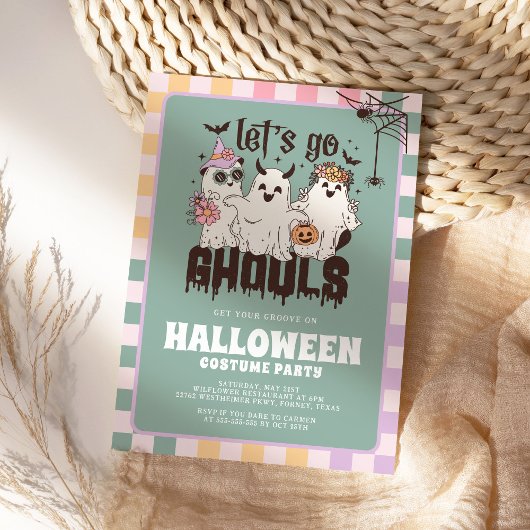 Laten we gaan Ghouls Groovy Halloween Kostuum Part Kaart