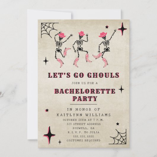 Laten we gaan Ghouls Halloween Bachelorette Party Kaart (Voorkant)