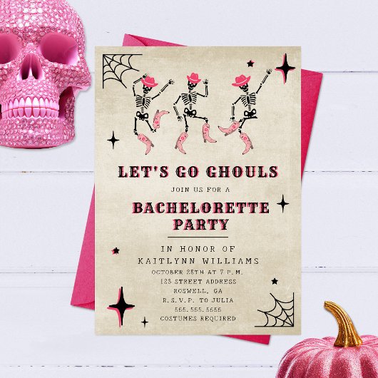 Laten we gaan Ghouls Halloween Bachelorette Party Kaart