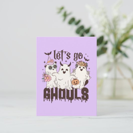 Laten we gaan Ghouls Halloween Briefkaart (Staand voorkant)