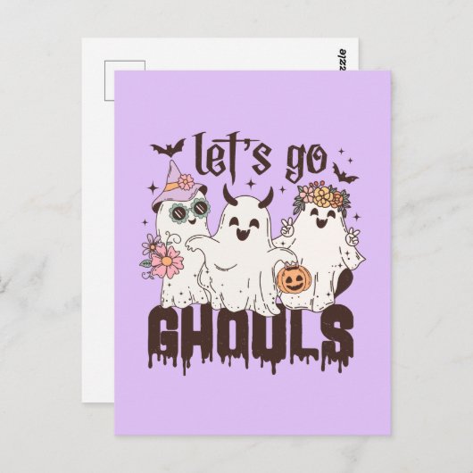 Laten we gaan Ghouls Halloween Briefkaart (Voorkant / Achterkant)
