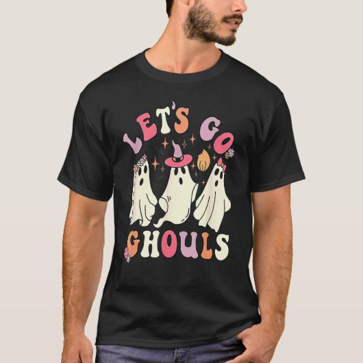 Laten we gaan Ghouls Halloween Cute Groovy Ghost R T-shirt (Voorkant)