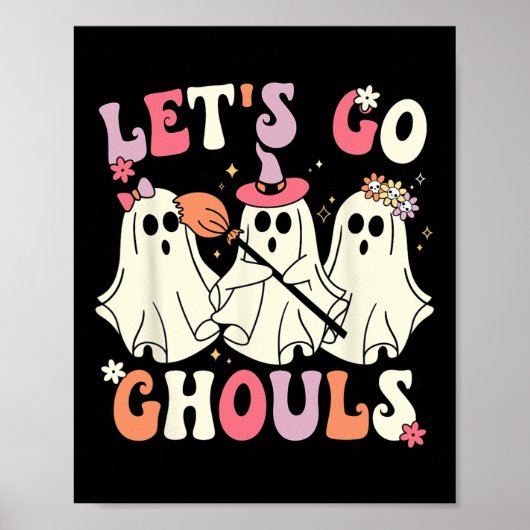 Laten we gaan Ghouls Halloween Ghost Costume Retro Poster (Voorkant)