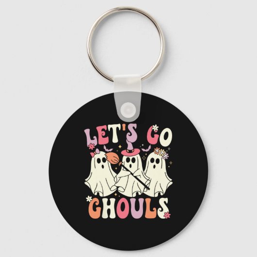 Laten we gaan Ghouls Halloween Ghost Costume Retro Sleutelhanger (Voorkant)