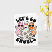 Laten we gaan Ghouls Halloween Ghost Floral Spooky Kaart (Gele Bloem)