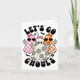 Laten we gaan Ghouls Halloween Ghost Floral Spooky Kaart
