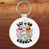 Laten we gaan Ghouls Halloween Ghost Floral Spooky Sleutelhanger (Voorkant)