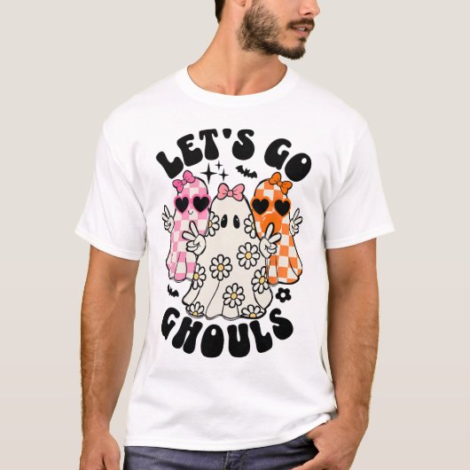 Laten we gaan Ghouls Halloween Ghost Floral Spooky T-shirt (Voorkant)