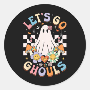 Laten we gaan Ghouls Halloween Ghost Outfit Costum Ronde Sticker
