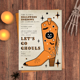 Laten we gaan Ghouls Halloween Hoedown Cowboy Boot Kaart