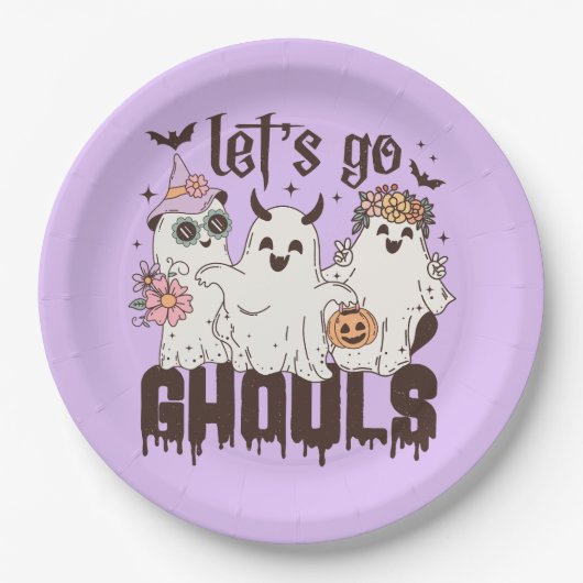Laten we gaan Ghouls Halloween Papieren Bordje (Voorkant)