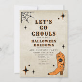 Laten we gaan Ghouls Halloween Party Cowboy Boot Kaart (Voorkant)