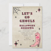 Laten we gaan Ghouls Halloween Party Pink Boot Kaart (Voorkant)