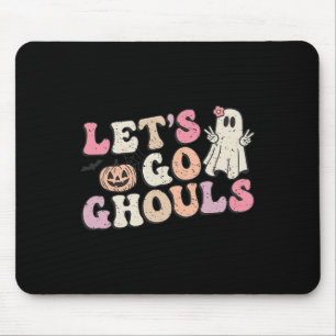 Laten we gaan Ghouls Halloween Retro Ghost Pumpkin Muismat