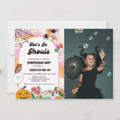 Laten we gaan Ghouls Halloween Retro Groovy Verjaa Kaart (Voorkant)