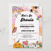 Laten we gaan Ghouls Halloween Retro Groovy Verjaa Kaart (Voorkant)