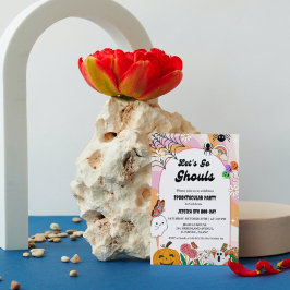 Laten we gaan Ghouls Halloween Retro Groovy Verjaa Kaart