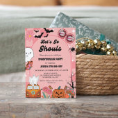 Laten we gaan Ghouls Halloween Retro Groovy Verjaa Kaart