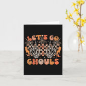 Laten we gaan Ghouls Halloween Skelet Kostuum Retr Kaart (Gele Bloem)