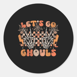 Laten we gaan Ghouls Halloween Skelet Kostuum Retr Ronde Sticker