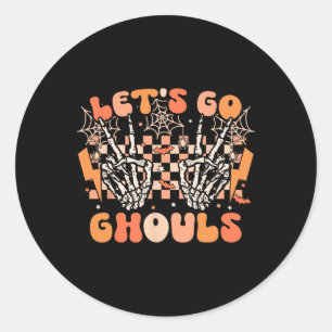 Laten we gaan Ghouls Halloween Skelet Kostuum Retr Ronde Sticker