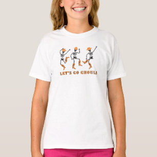 Laten we gaan Ghouls Halloween Skeletons Cowboy T-shirt