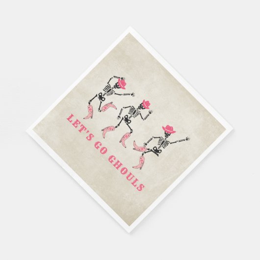 Laten we gaan Ghouls Halloween Skeletten Roze Cowg Servet (Hoek)