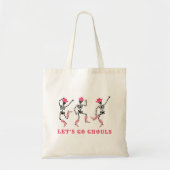 Laten we gaan Ghouls Halloween Skeletten Roze Cowg Tote Bag (Voorkant)