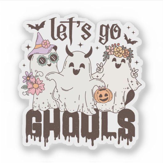 Laten we gaan Ghouls Halloween Sticker (Voorkant)