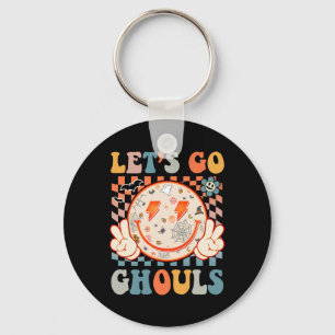 Laten we gaan Ghouls Hippie Glimlach Gezicht Retro Sleutelhanger