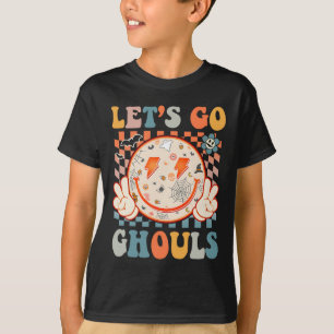 Laten we gaan Ghouls Hippie Glimlach Gezicht Retro T-shirt