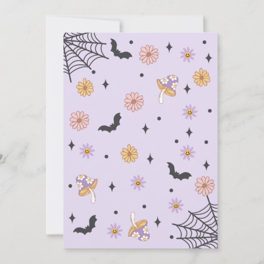 Laten we gaan Ghouls Hippie Halloween Party Kaart (Achterkant)