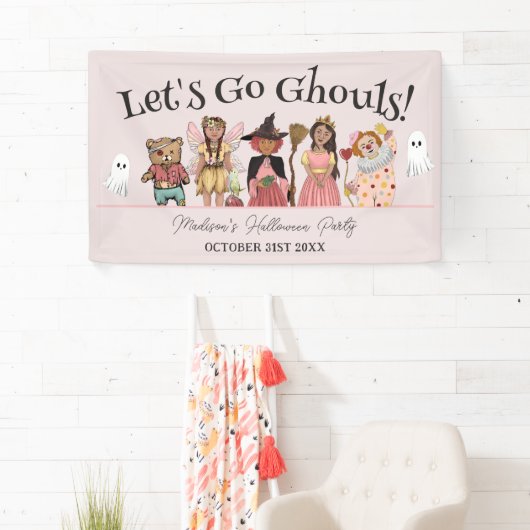 Laten we gaan Ghouls roze Halloween kostuum feest Spandoek (Insitu)