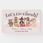Laten we gaan Ghouls roze Halloween kostuum feest Spandoek (Horizontaal)