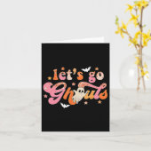 Laten we gaan Ghouls Schattige Ghost Boo Fun Hallo Kaart (Gele Bloem)