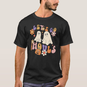 Laten we gaan Ghouls Schattigee Bloemen Ghost Retr T-shirt