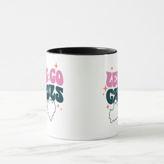 Laten we gaan Ghouls Sterren Wit Halloween Mok (Midden)