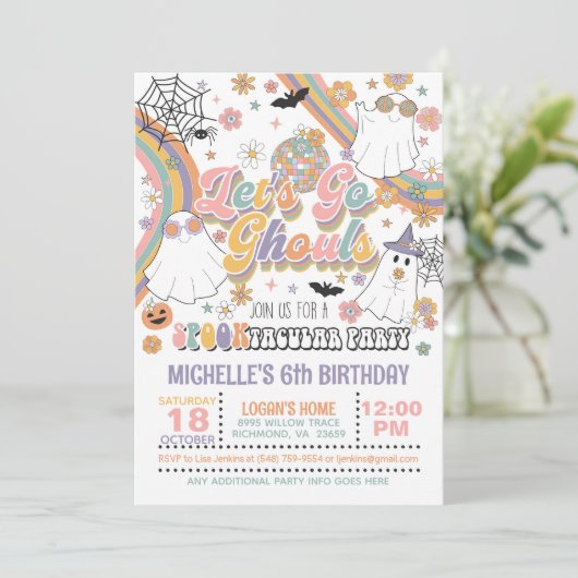 Laten we gaan Ghouls Verjaardag uitnodiging - Meis (Staand voorkant)