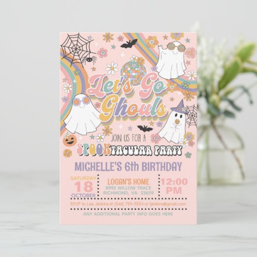 Laten we gaan Ghouls Verjaardag uitnodiging - Meis (Staand voorkant)