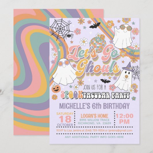 Laten we gaan Ghouls Verjaardagsuitnodiging - Meis Kaart (Voorkant / Achterkant)