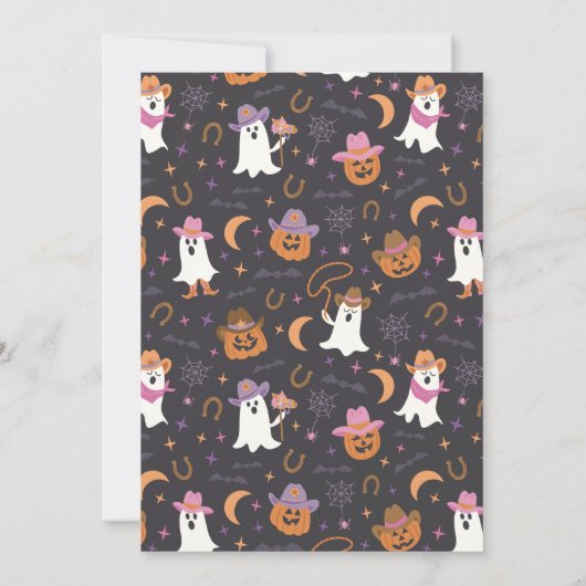 Laten we gaan Ghouls Westerne Halloween Verjaardag Kaart (Achterkant)