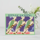 "LATEN WE GAAN GOLFING"-kunst deco-stijl golf-uitn Kaart (Staand voorkant)