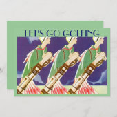 "LATEN WE GAAN GOLFING"-kunst deco-stijl golf-uitn Kaart (Voorkant / Achterkant)