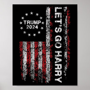 Laten we gaan Harry Funny Trump 2024 Amerikaanse v Poster