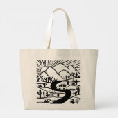 Laten we gaan kamperen! Camper Vanlife Desert Moun Grote Tote Bag (Achterkant)