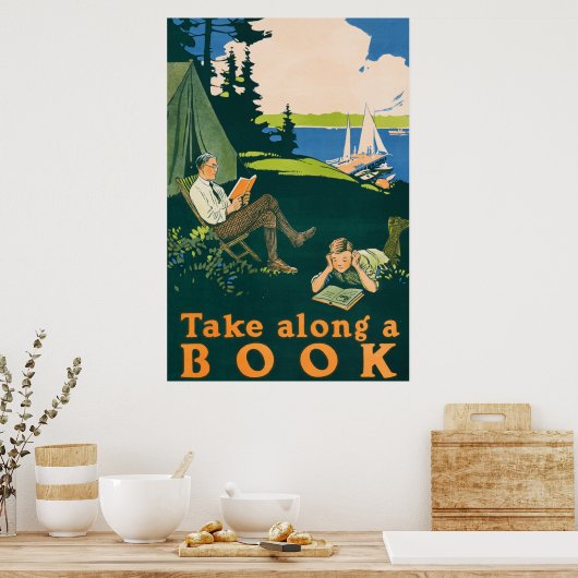 Laten we gaan kamperen en een boek lezen poster (Keuken)